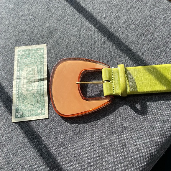 French Connection Green Belt with Amber Buckle - Picture 3 of 5